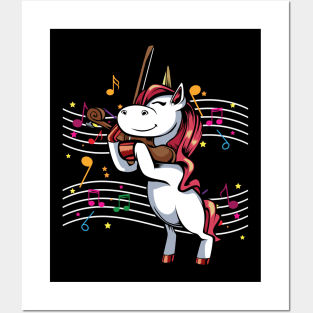 Magical Unicorn Violinist Violin Player Posters and Art